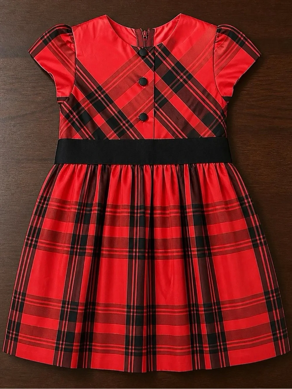 Ralph Lauren Baby Girls Red Black Plaid Holiday Party Dress 18M Bow